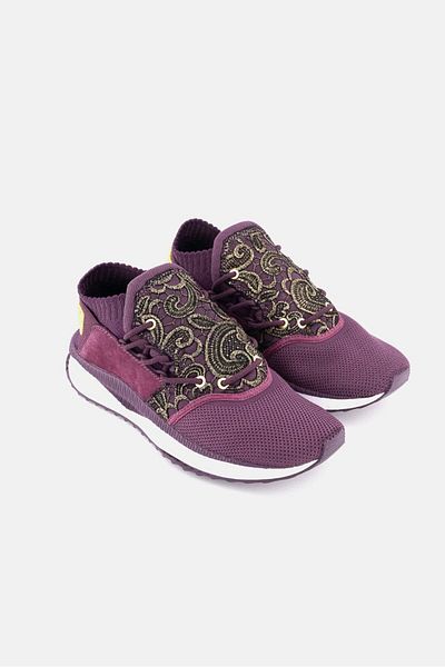 Puma Women Tsugi Shinsei Mesh Lace Shoes, Shadow Purple And White And Gold