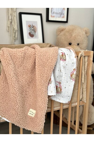 MİLNA BABY&KİDS بطانية أطفال من جلد الغنم الموسلين مزدوجة الجوانب مقاس 100*10...