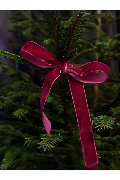 alhifa Christmas Pine Tree Ornament Velvet Bow 5 Pieces