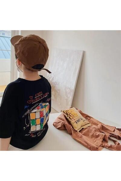 Toum تي شيرت أصغر سنا مطبوع عليه مكعب روبيك من دومبوليري