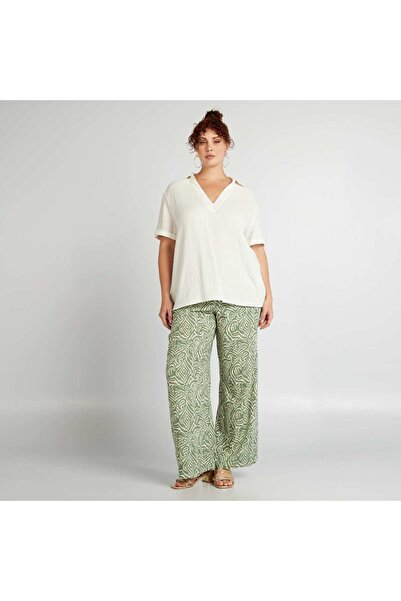 KIABI Plain cotton gauze blouse WHITE