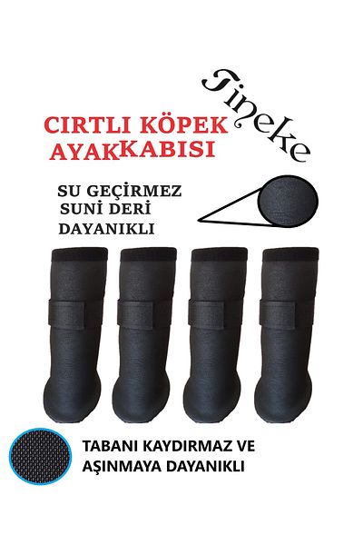 TİNEKE Black Xs Model Velcro Dog Shoes