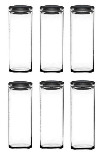 Paşabahçe 43756 Model Gray Vacuum Glass Jar - 1230 Cc, Set of 6, Food Storage Container Boxed