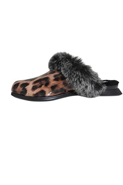 green norths Women's Front Covered Fur Winter Home Daily Slippers