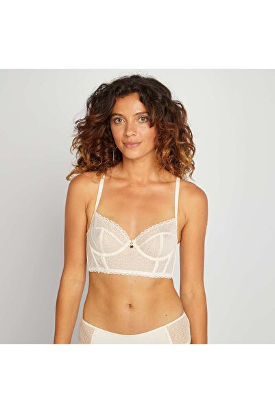 KIABI حمالة صدر من التول بنصف كأس باللون الأبيض