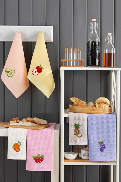 denizli hatırası 40X60 cm 100% Cotton 3-Piece Embroidered Kitchen Towel |   Drying Cloth