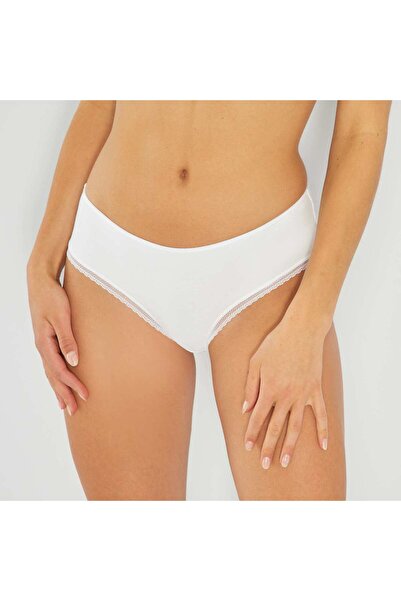 KIABI Cotton boy shorts with lace trim White