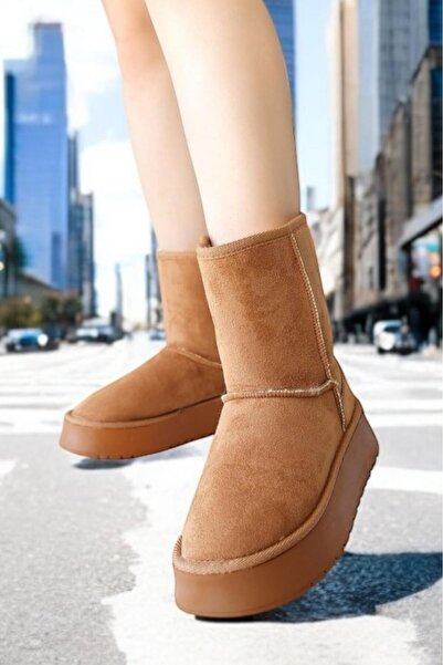 Melissa Boutique Kadın Taba İçi Kürklü Kalın Taban Midi Boy Kar Botu