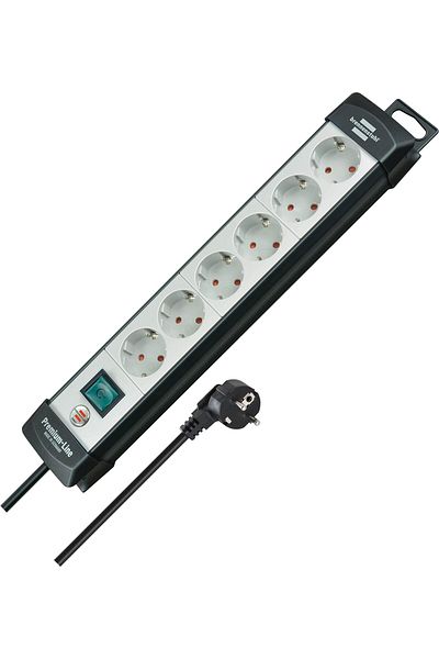 STOREMAX Mrttnca Premium-Line 6-Way Multi-Socket (Multi-Socket with Switch and 5 m Cable - 45 °   Socket Layout, Du