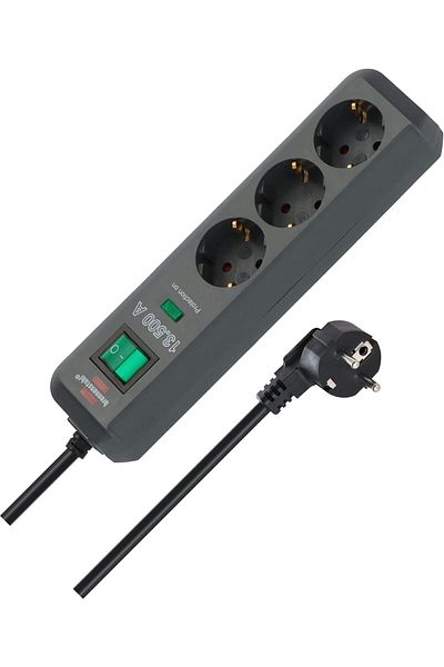 STOREMAX Ntwork Eco-Line, 3-Way Multi-Socket with High Voltage Protection (Multi-Socket with Switch and 1.5 m Cable