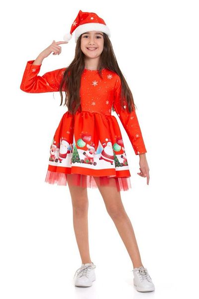 ARBİ kids Girl - Christmas New Year's Snowflake Hat Dress