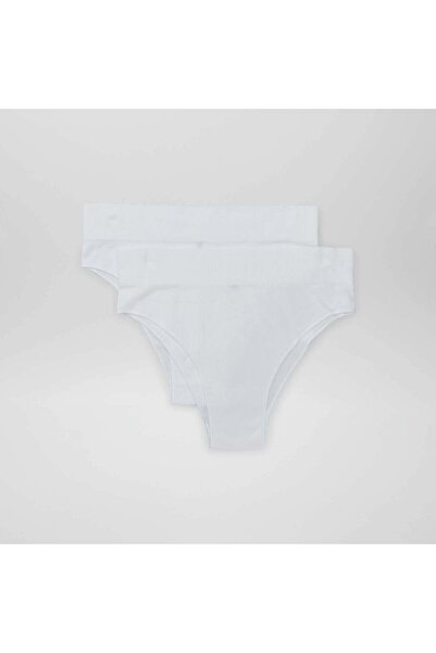 KIABI Pack of 2 pairs of seamless ribbed tanga briefs white