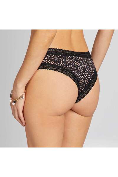 KIABI Pack of 3 printed microfibre tanga briefs BLACK
