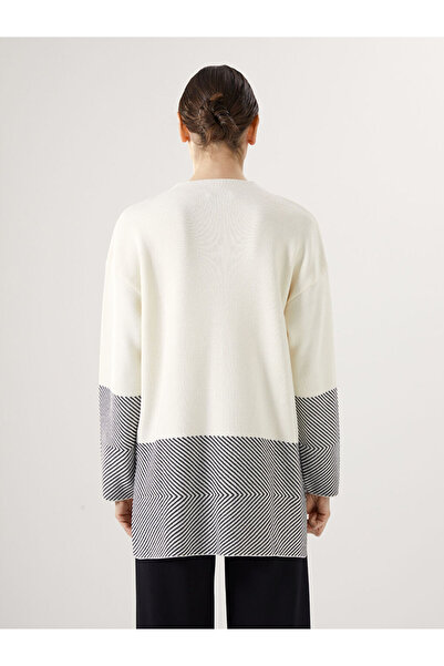 LC Waikiki Dik Yaka Desenli Uzun Kollu Kadın Triko Tunik