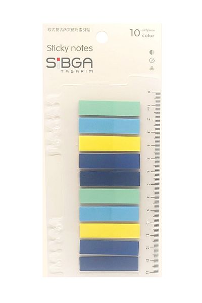 sibga tasarım Transparent Colored Post-It Note Paper - 200 Sheets Bookmark Sticker