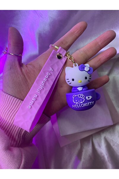 Hello Kitty Sanrıo karakterli kahve konsepti anahtarlık, hello kitty anahtarl...