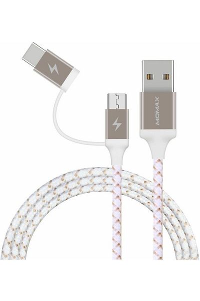 Momax كابل ZERO 2 في 1 Type-C وMicro بطول 1 متر - ذهبي