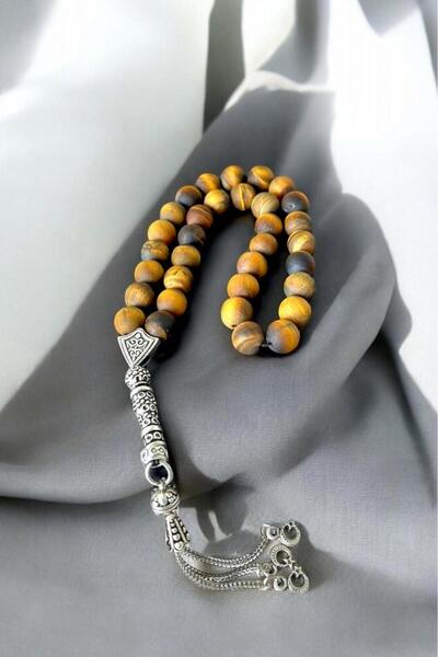 CRAZY TAKI TASARIM Rozariu din piatră naturală cu ochi de tigru mat de 8 mm, ...