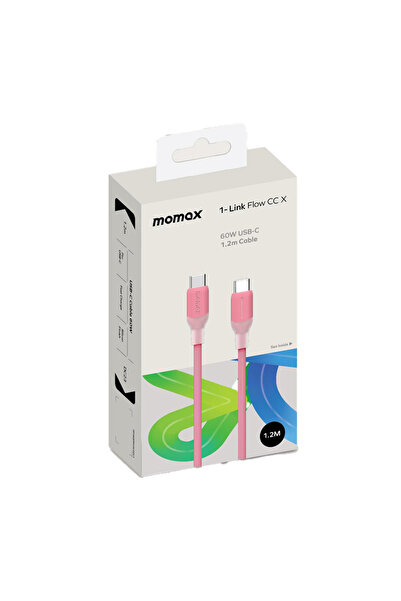 Momax 1-Link Flow CC X USB-C to USB-C Cable 1.2m 60W - Pink