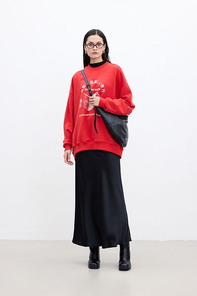 Manuka Black Satin Midi Skirt