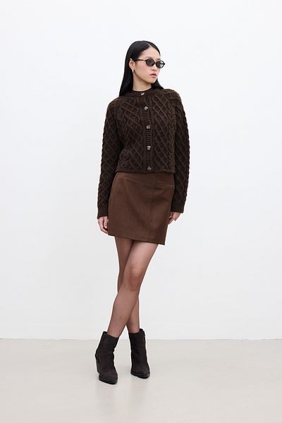 Manuka Leather Mini Skirt - Faux Brown