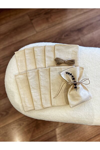 MEKİK BUTİK 10 Adet Natural Keten Çok Amaçlı Ham Bez Kese 10x15 - Lavanta Kesesi - Hediye Kesesi