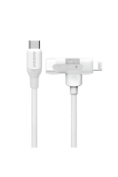 Momax 1-Link Flow Duo 2in1 USB-C To USB-C and Lightning Braided Cable 1.5m - White