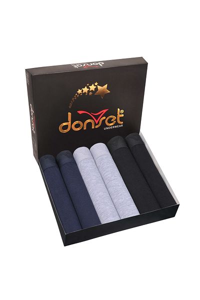 donset Ανδρικά μποξεράκια σε γκρι χρώμα - Σετ 6 σε ειδικό κουτί