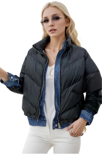 Cassime Жіночий пуф-пуф з джинсовими деталями, чорний