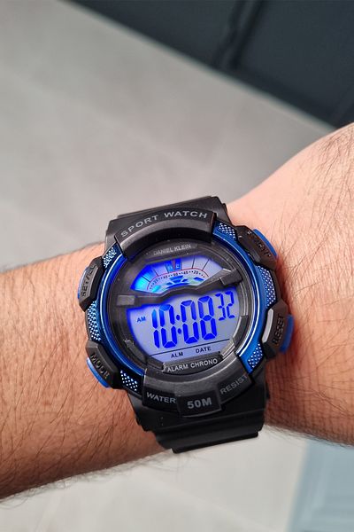 Daniel Klein Digital 5 Atm Waterproof Blue Black Men's Wristwatch