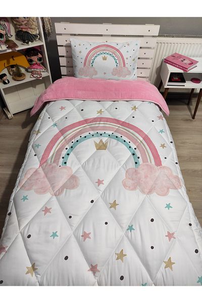 yok yok evim eve dair her şey Σετ ύπνου Welsoft Fluffy διπλής όψης με μοτίβο RAINBOW