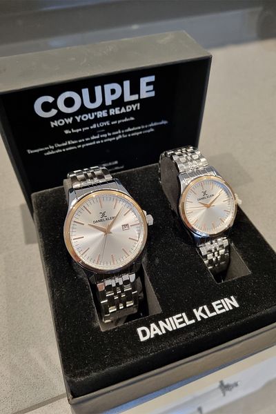 Daniel Klein Rose Lover Wrist Watch - Steel Bracelet, Metallic Color, Set of 2