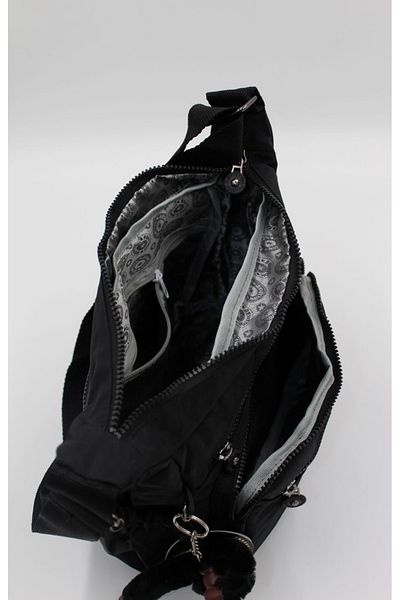 Trg Polo Black Color Clinker Fabric Women's Crossbody Messenger Bag with 8 Compartments / 4120