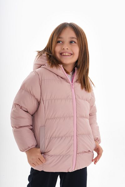 Mina Palton pentru copii, umflat de iarnă, cu glugă, cu fleece, umplută roz pentru fete