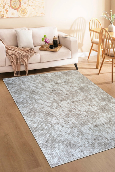 ALgorand Home Makinede yıkanabilir kaymaz taban leke tutmaz bej mutfak halısı...
