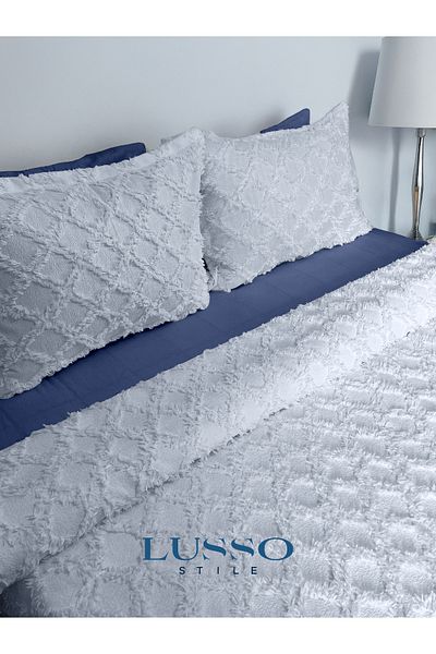 lusso stile Siena Double Bedspread Grey 250X260Cm 2 Pillowcases