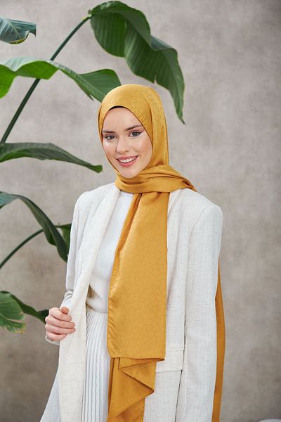 İpekhan Novvela Patterned Silky Jacquard Shawl Altuni - 9008-09