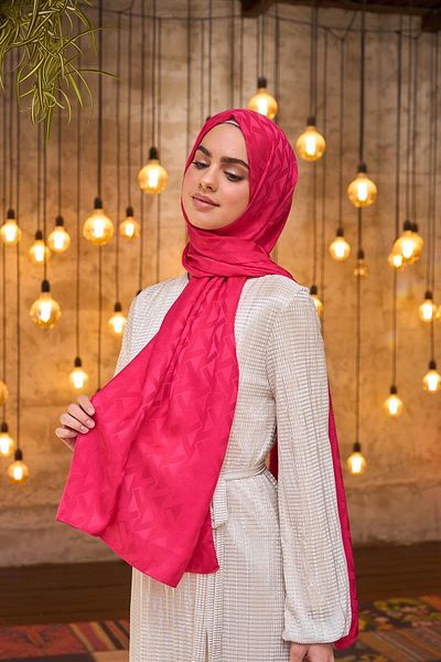 İpekhan 9014-14 Model Summer Sparkle Collection - Silky, Jacquard and Shawl Coral