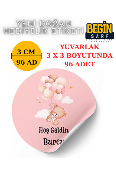 BEGİNSARF Kişiye Özel Yeni Doğan Bebek Doğum Etiketi 3 CM 4 CM 5 CM 6 CM Yuva...