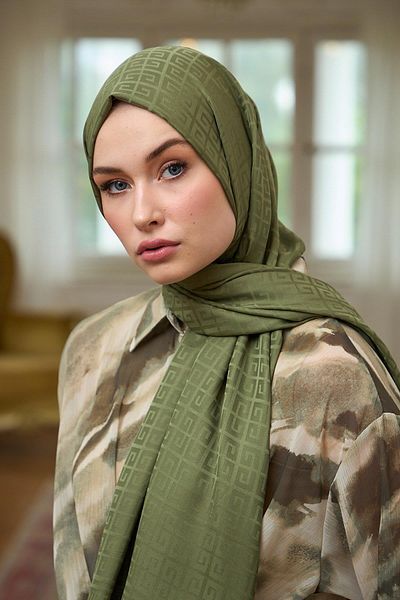 İpekhan Πράσινο μεταξωτό σάλι ζακάρ - Summer Sparkle Collection 9016-10