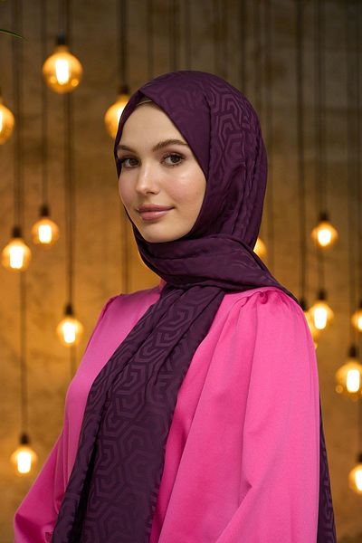 İpekhan Συλλογή Silky Jacquard Shawl Plum Summer Sparkle - 9013-25