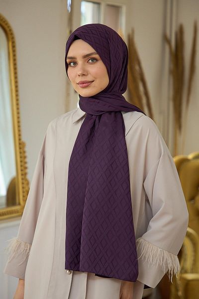 İpekhan Şal Jacquard Mov Mătăsos Vinete - Colecția Summer Sparkle 9015-21