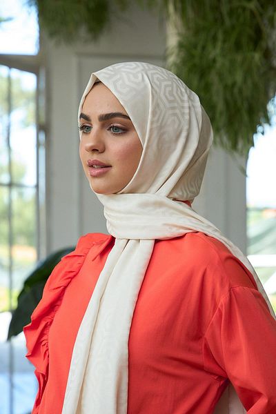 İpekhan Silky Jacquard Summer Sparkle Collection - Σάλι Ανοιχτή Κρέμα 9013-14