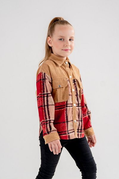 GİYİCEM Cămașă pentru fetiță cu model în carouri 3059 - Model Robe