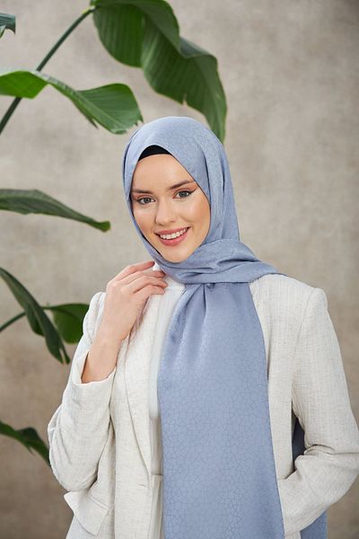 İpekhan Lavender Gray Alesa Patterned Silky Jacquard Shawl - 9003-24