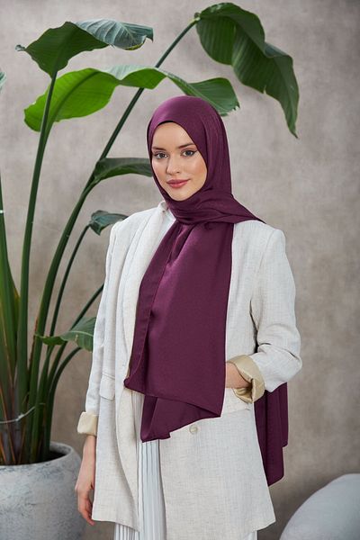 İpekhan Şal jacquard mătăsos violet cu model Alesa - vinete 9003-18