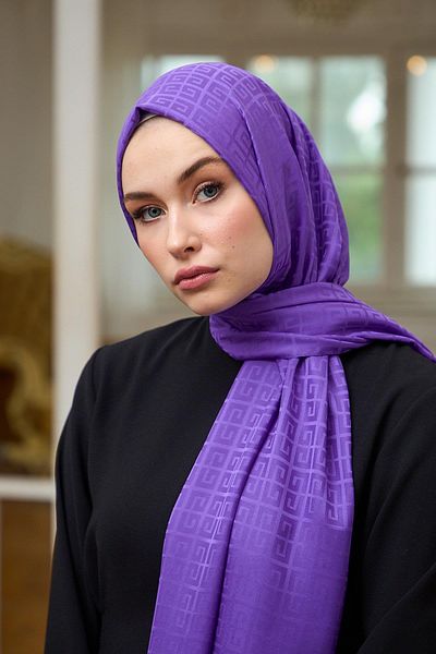 İpekhan Silky Jacquard Shawl Violet - Summer Sparkle Collection 9016-08