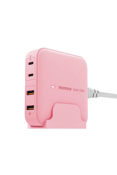 Momax Oneplug Desktop Charger With GaN 4-Port 70W - Pink