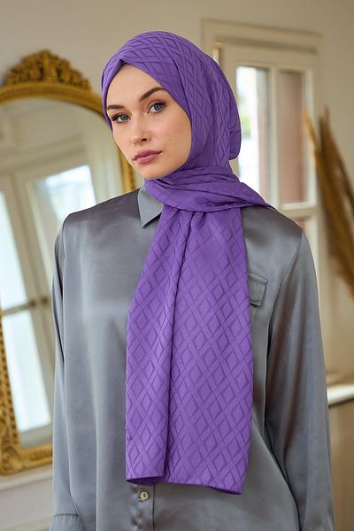 İpekhan 9015-19 Model Summer Sparkle Collection - Silky, Jacquard and Lavender Shawl
