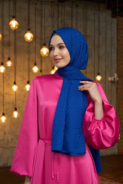 İpekhan 9013-28 Μοντέλο Μπλε Μεταξένιο Σάλι Ζακάρ - Summer Sparkle Collection
